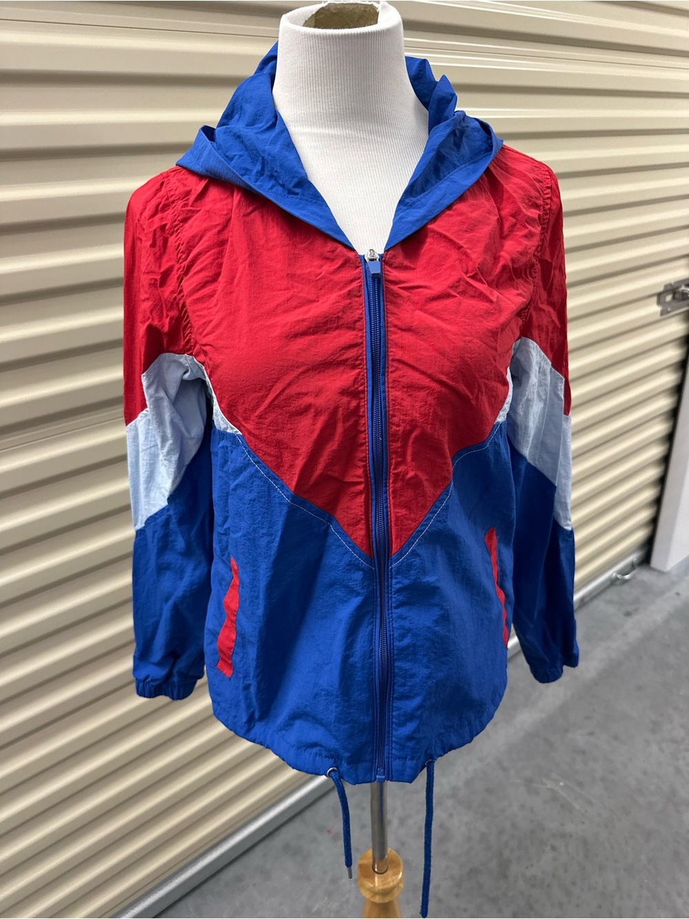 Ashley By 26 International Women’s Colorblock Windbreaker in Red, Blue & White